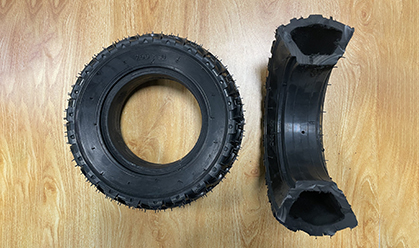 We are using hollow tires with good flexibility as well as shock absorption.