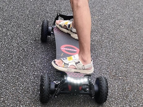 Riding a skateboard