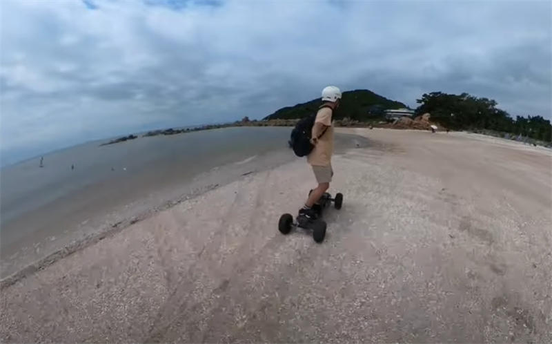 Electric mountain boards on sand beach