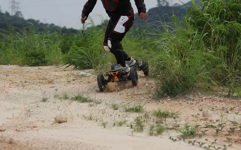riding an electric skateboard