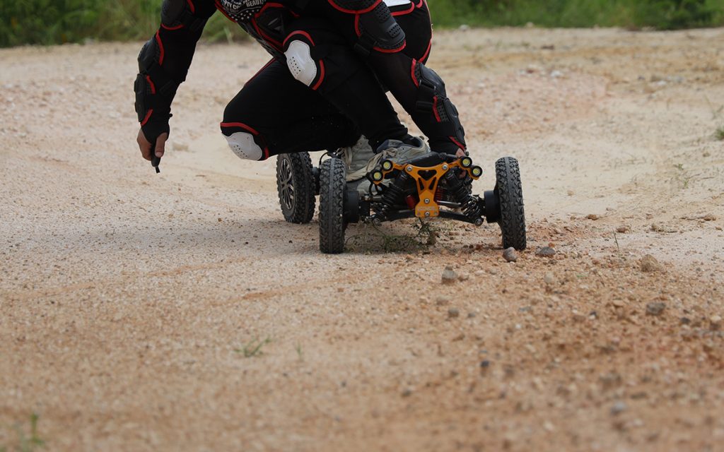 a person ridign an off-road electric skateboard